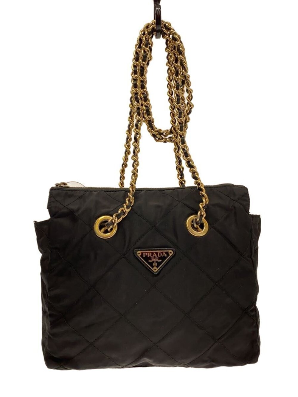 Prada Impuntu Gold Chain Shoulder Bag Black